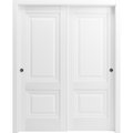 Sartodoors Sliding Closet Bypass Doors 84 x 80in, Lucia 8831 White Silk, Sturdy Rails Moldings Trims LUCIA8831DBD-WS-84